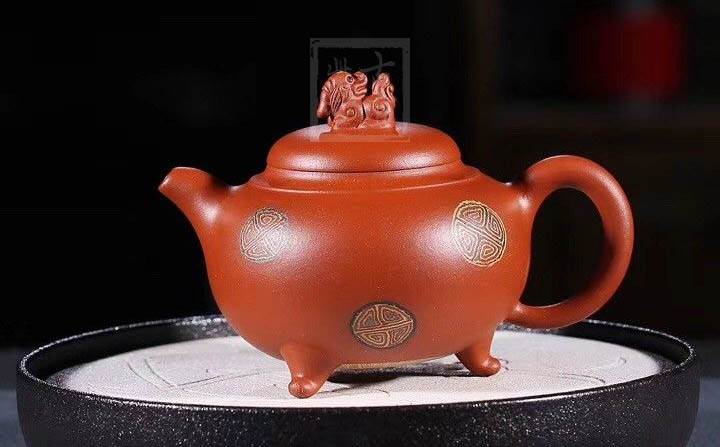 《獅韻》紫砂壺全手工茶壺老師小紅泥，絞泥（段泥、紫泥、綠泥等）壺